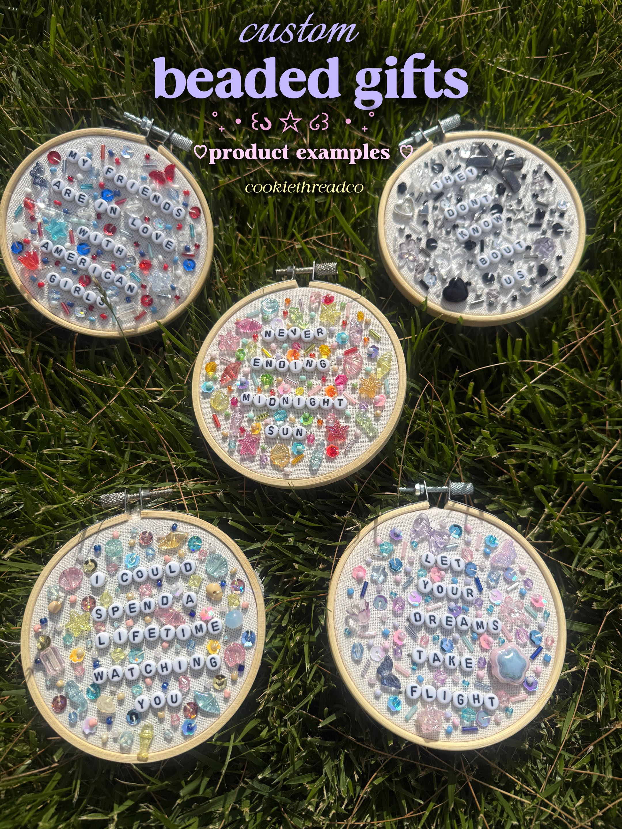 CUSTOM personalized quote beaded embroided hoop gift <3