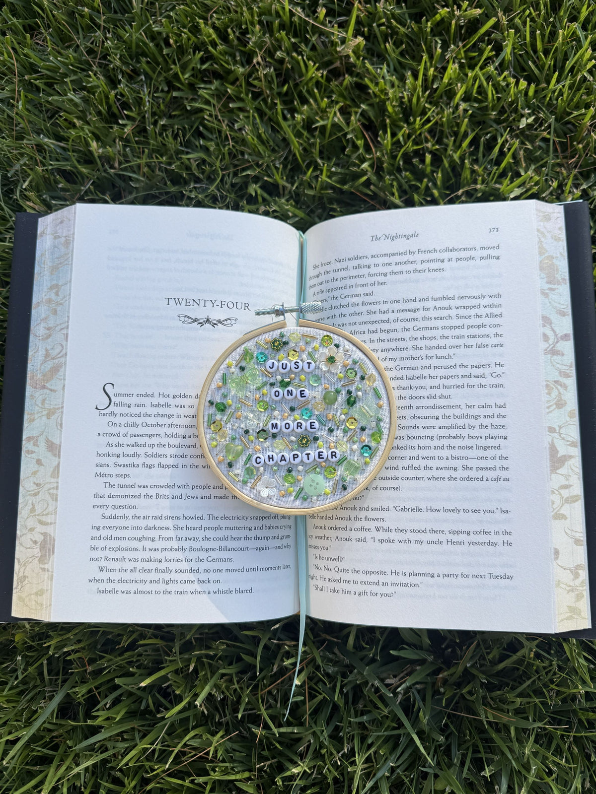 just one more chapter - bookish beaded embroidery