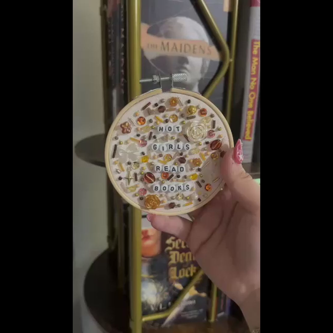 hot girls read books beaded embroidery