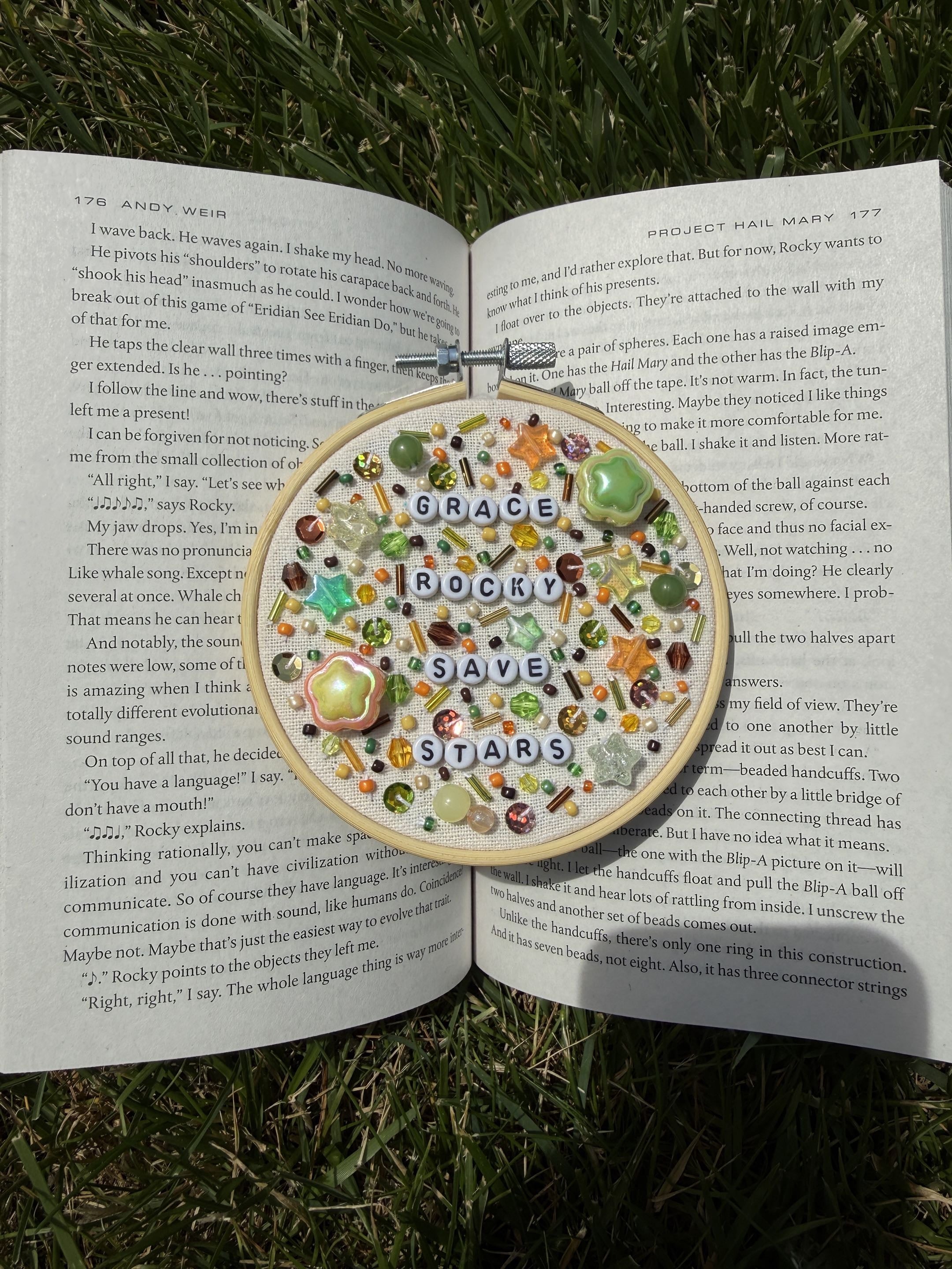 project hail mary inspired bookish beaded embroidery