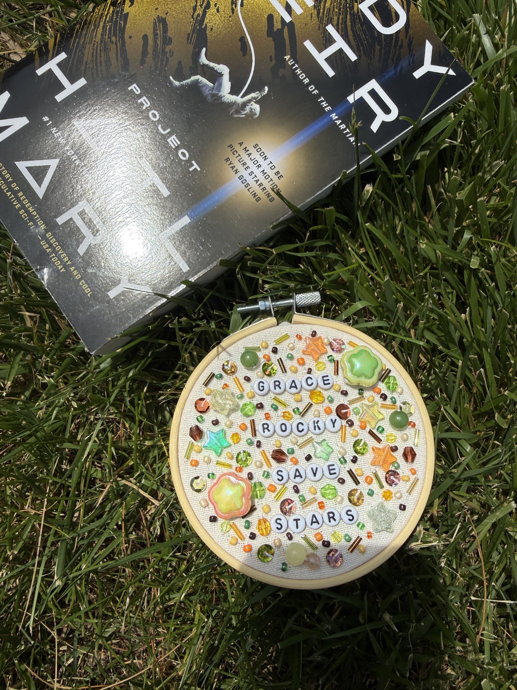 project hail mary inspired bookish beaded embroidery